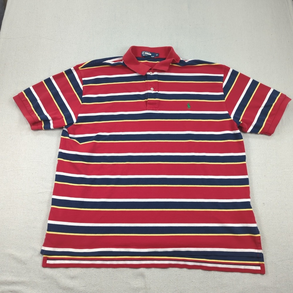 Polo Ralph‎ Lauren Shirt Mens 2XLB Red Striped Casual Preppy